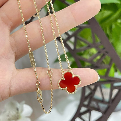 [Radiant Gem]¯CLOVER 15MM CARNELIAN SINGLE FLOWER NECKLACE