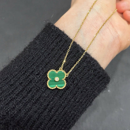 [Radiant Gem]¯CLOVER 15MM DIAMOND TURQUOISE NECKLACE