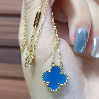 [Radiant Gem]¯CLOVER 15MM BLUE AGATE NECKLACE