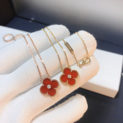 [Radiant Gem]¯CLOVER 15MM DIAMOND CARNELIAN NECKLACE