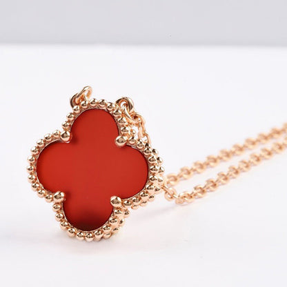 [Radiant Gem]¯CLOVER 15MM CARNELIAN SINGLE FLOWER NECKLACE