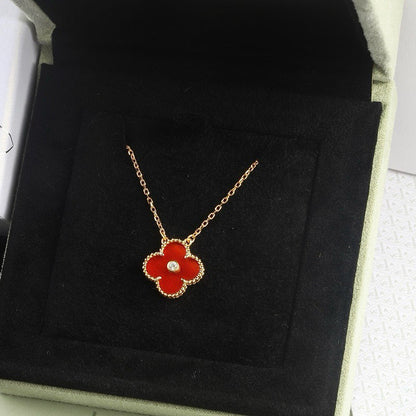 [Radiant Gem]¯CLOVER 15MM DIAMOND CARNELIAN NECKLACE