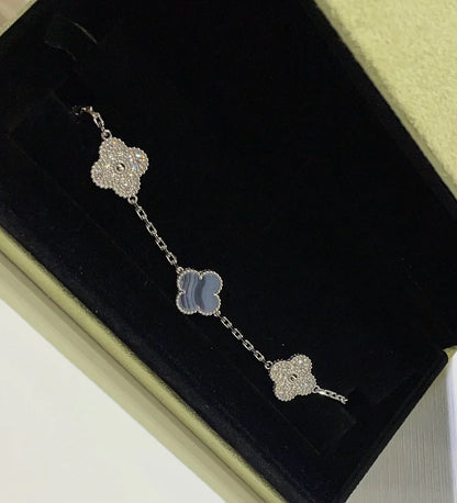 [Radiant Gem]New  CLOVER 5 MOTIF PURPLE CHALCEDONY BRACELET COLLECTION
