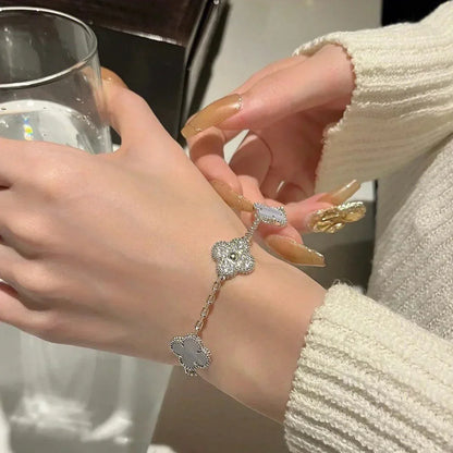 [Radiant Gem]New  CLOVER 5 MOTIF PURPLE CHALCEDONY BRACELET COLLECTION
