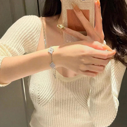 [Radiant Gem]New  CLOVER 5 MOTIF PURPLE CHALCEDONY BRACELET COLLECTION
