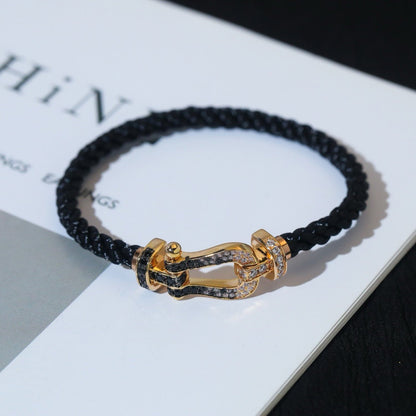 [Radiant Gem]¯FORCE LARGE HORSESHOE BLACK WHITE DIAMOND BRACELET ROSE GOLD