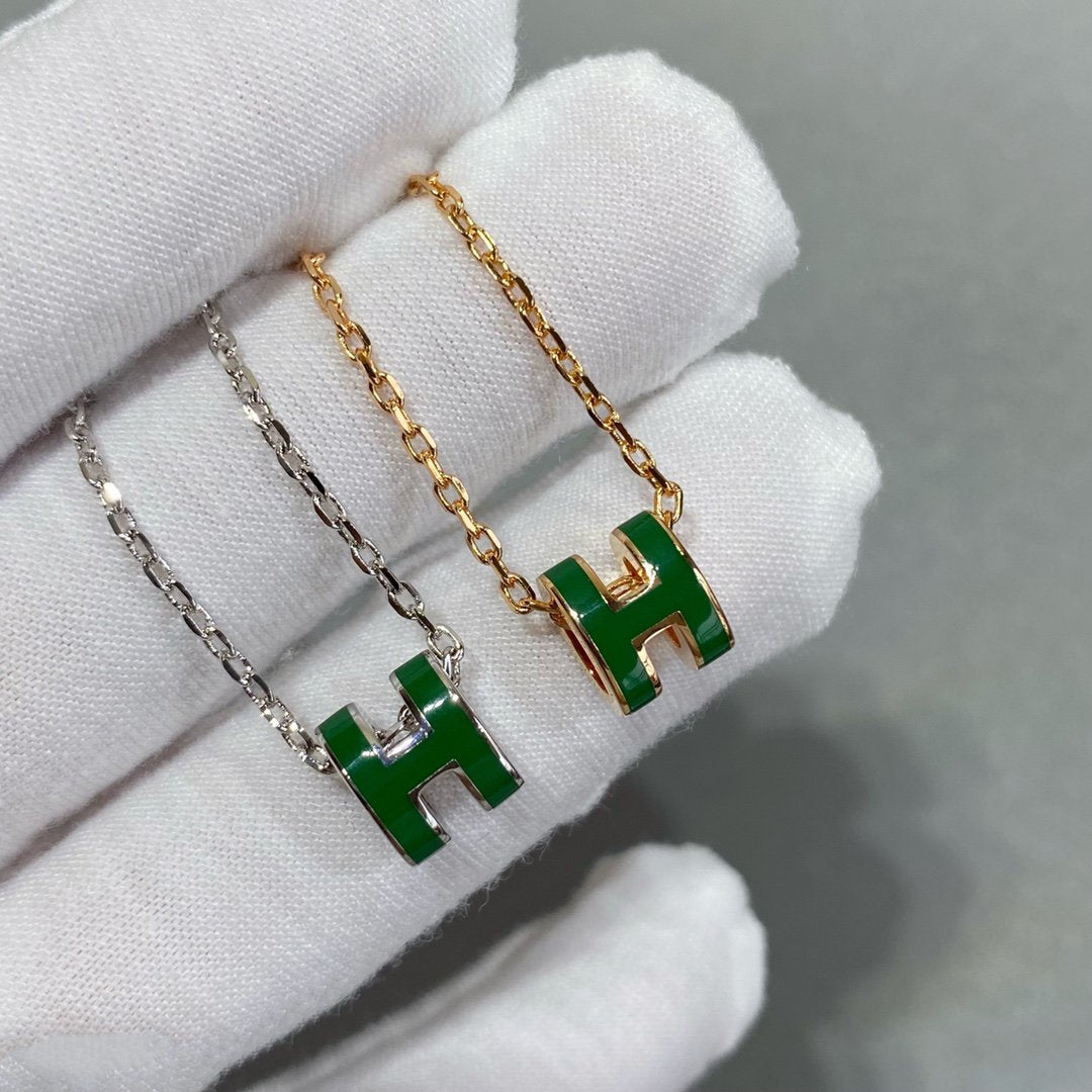 [Radiant Gem]¯POP H GREEN NECKLACE SILVER AND GOLD