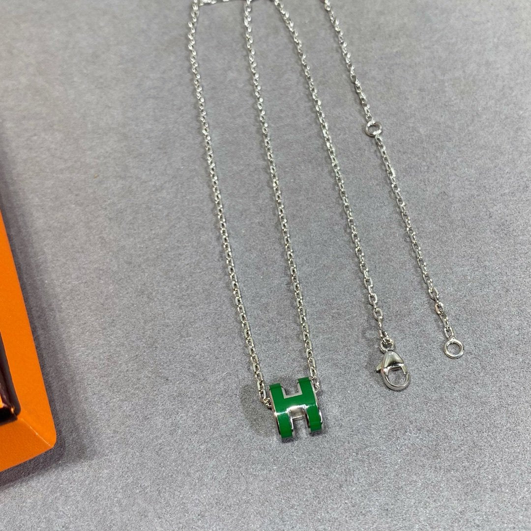 [Radiant Gem]¯POP H GREEN NECKLACE SILVER AND GOLD