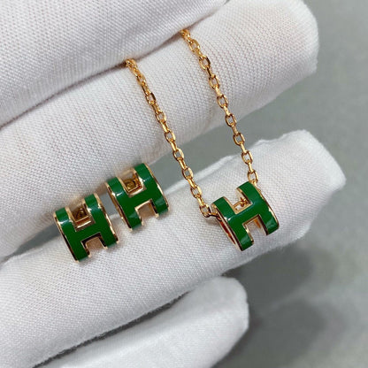 [Radiant Gem]¯POP H GREEN NECKLACE SILVER AND GOLD