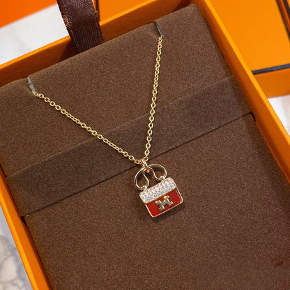 [Radiant Gem]¯CONSTANCE RED PEDANT PINK GOLD NECKLACE