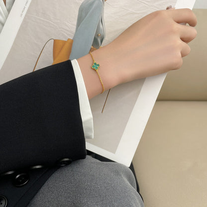 [Radiant Gem]¯CLOVER BRACELET MALACHITE 1 MOTIF