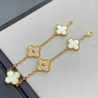 [Radiant Gem]New CLOVER WHITE PEARL MOP 5 MOTIF BRACELET COLLECTION