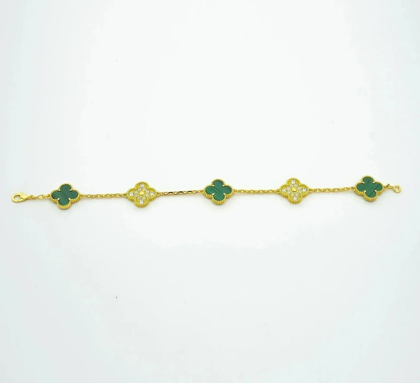 [Radiant Gem]New  CLOVER 5 MOTIF MALACHITE BRACELET COLLECTION