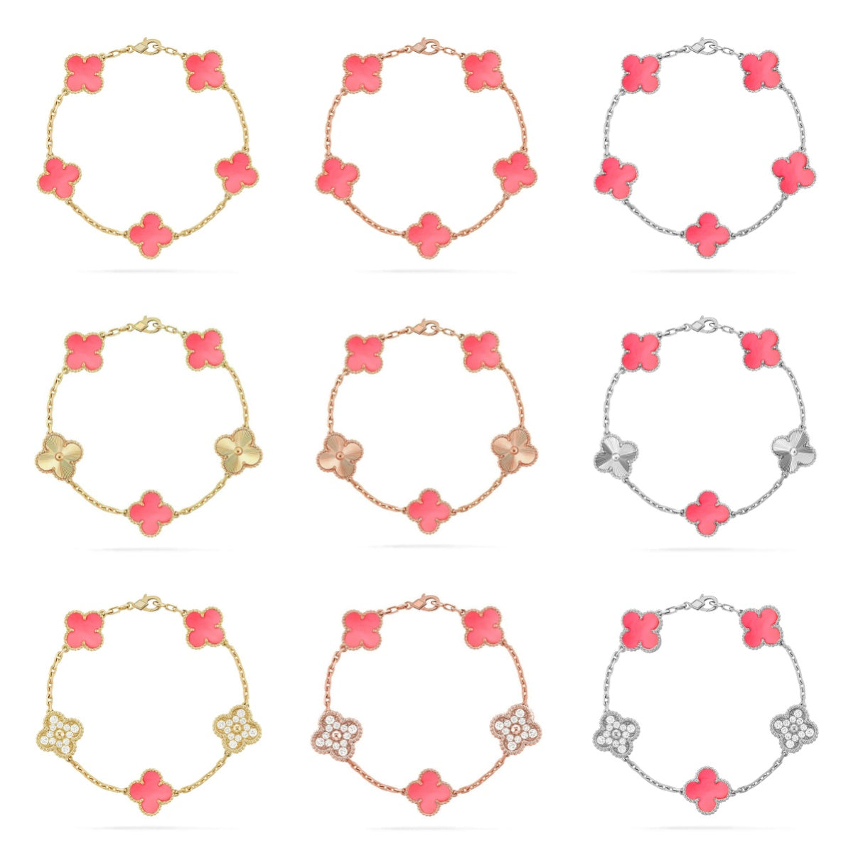 [Radiant Gem]New  CLOVER 5 MOTIFS  PINK MOP BRACELET COLLECTION