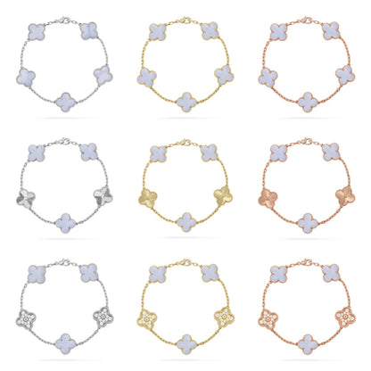 [Radiant Gem]New  CLOVER 5 MOTIF PURPLE CHALCEDONY BRACELET COLLECTION
