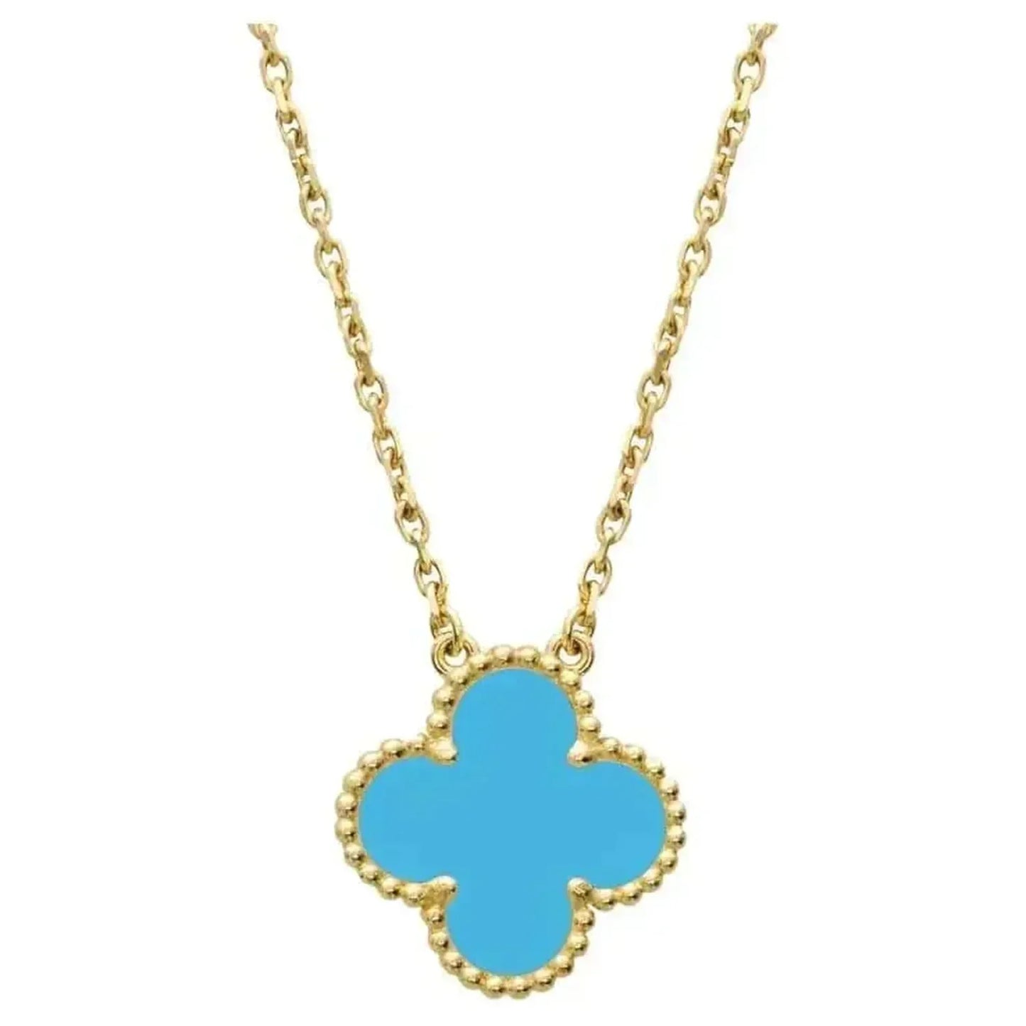 [Radiant Gem]¯CLOVER 15MM VINTAGE TURQUOISE NECKLACE