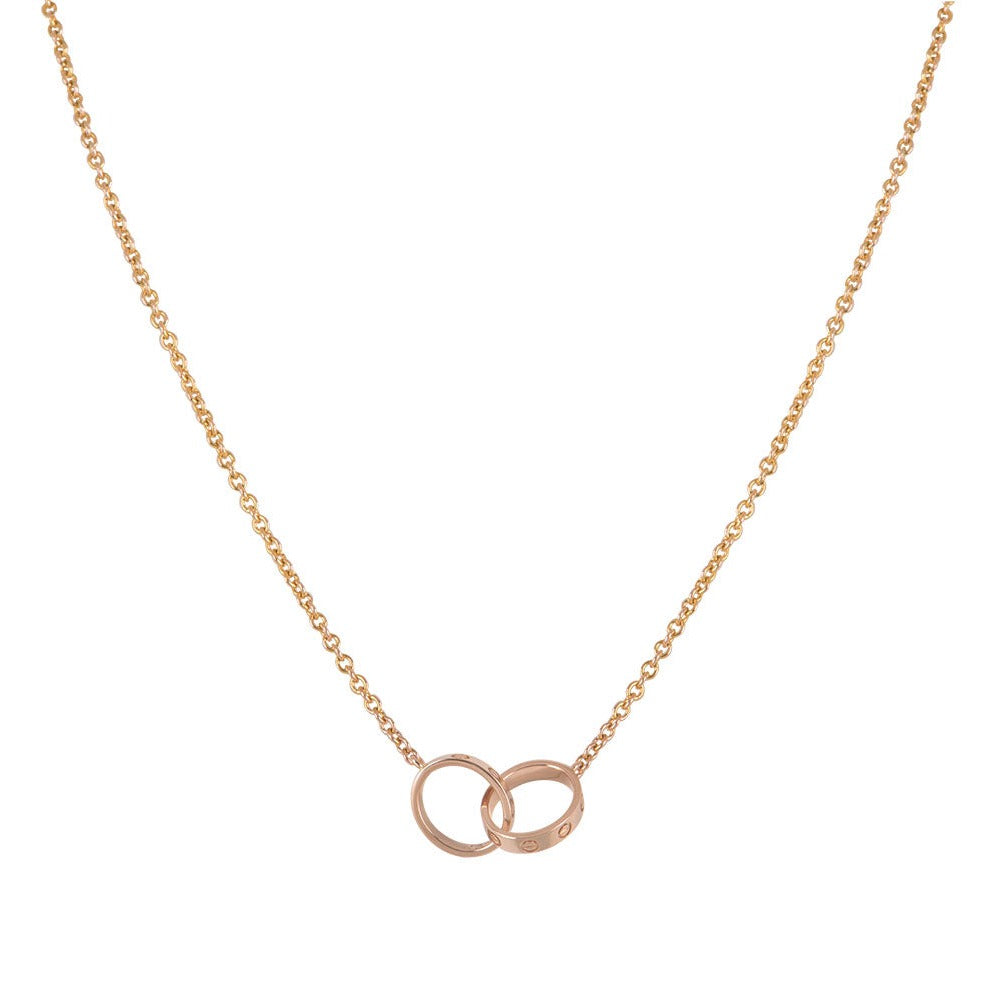 [Radiant Gem]¯LOVE NECKLACE DOUBLE RING PINK GOLD