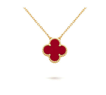 [Radiant Gem]¯CLOVER 15MM CARNELIAN SINGLE FLOWER NECKLACE