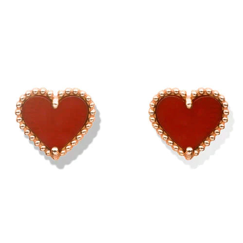 [Radiant Gem]¯HEART CARNELIAN STUD EARRINGS