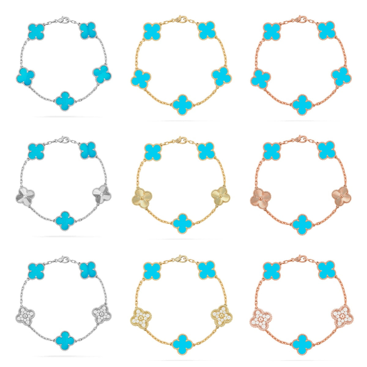 [Radiant Gem]New  CLOVER 5 MOTIF TURQUOISE BRACELET COLLECTION
