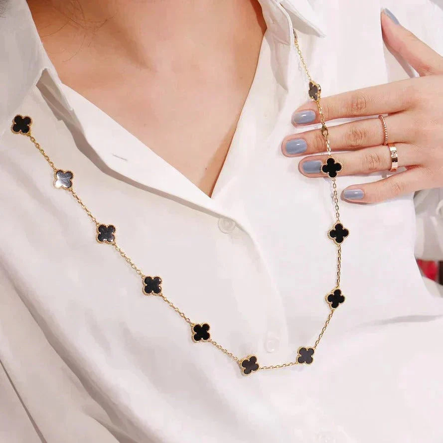 [Radiant Gem]¯CLOVER 20 MOTIFS ONYX NECKLACE