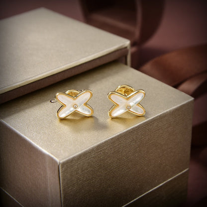 [Radiant Gem]¯JEUX DE WHITE MOP GOLD DIAMOND EARRINGS