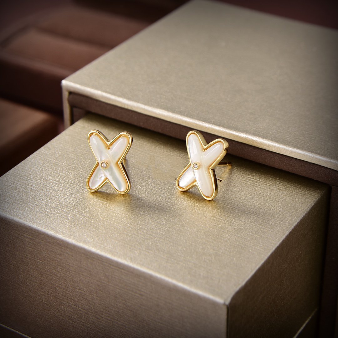 [Radiant Gem]¯JEUX DE WHITE MOP GOLD DIAMOND EARRINGS
