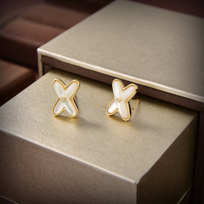 [Radiant Gem]¯JEUX DE WHITE MOP GOLD DIAMOND EARRINGS