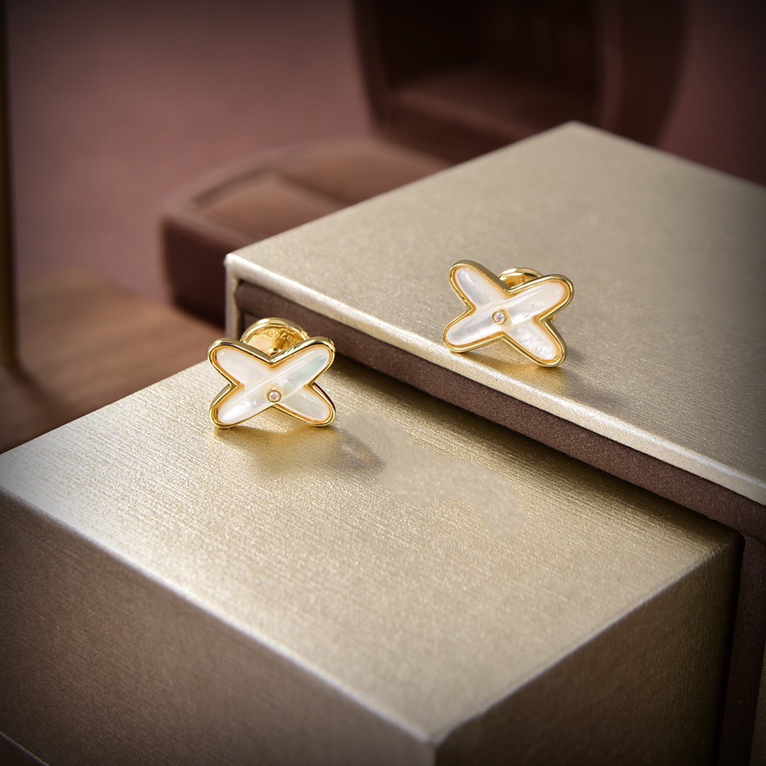 [Radiant Gem]¯JEUX DE WHITE MOP GOLD DIAMOND EARRINGS