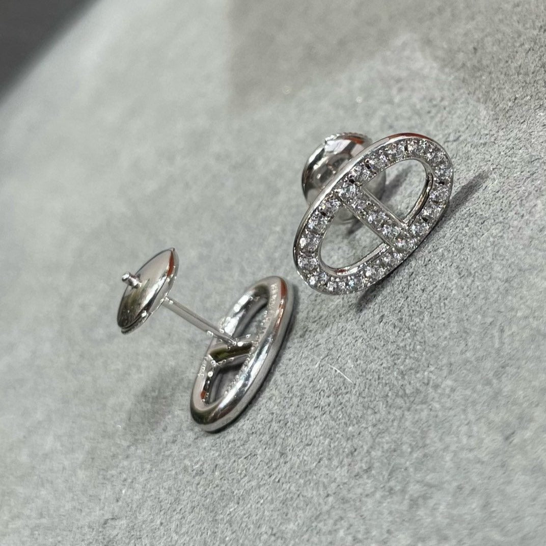 [Radiant Gem]¯HM FULL DIAMOND PIG NOSE STUD EARRINGS