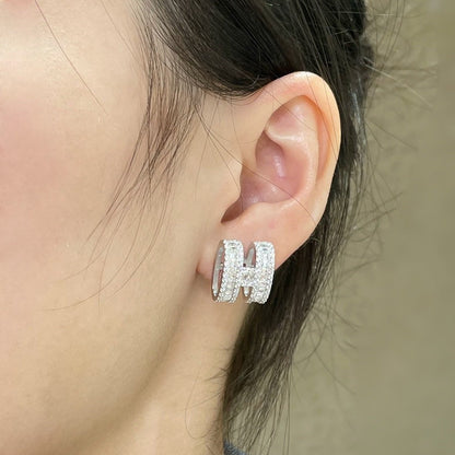 [Radiant Gem]¯H STUD EARRINGS WITH SILVER DIAMONDS