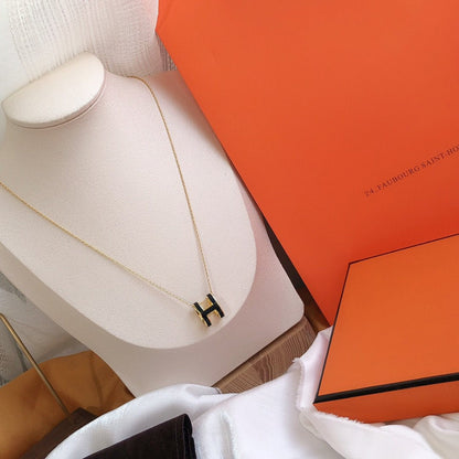 [Radiant Gem]¯HM CLIC BLACK ENAMEL GOLD NECKLACE