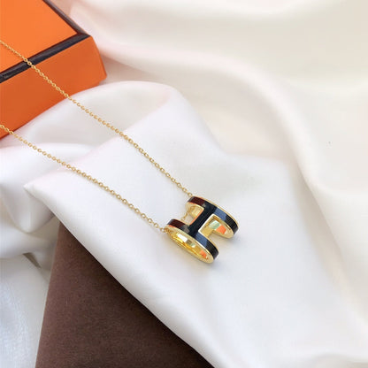 [Radiant Gem]¯HM CLIC BLACK ENAMEL GOLD NECKLACE