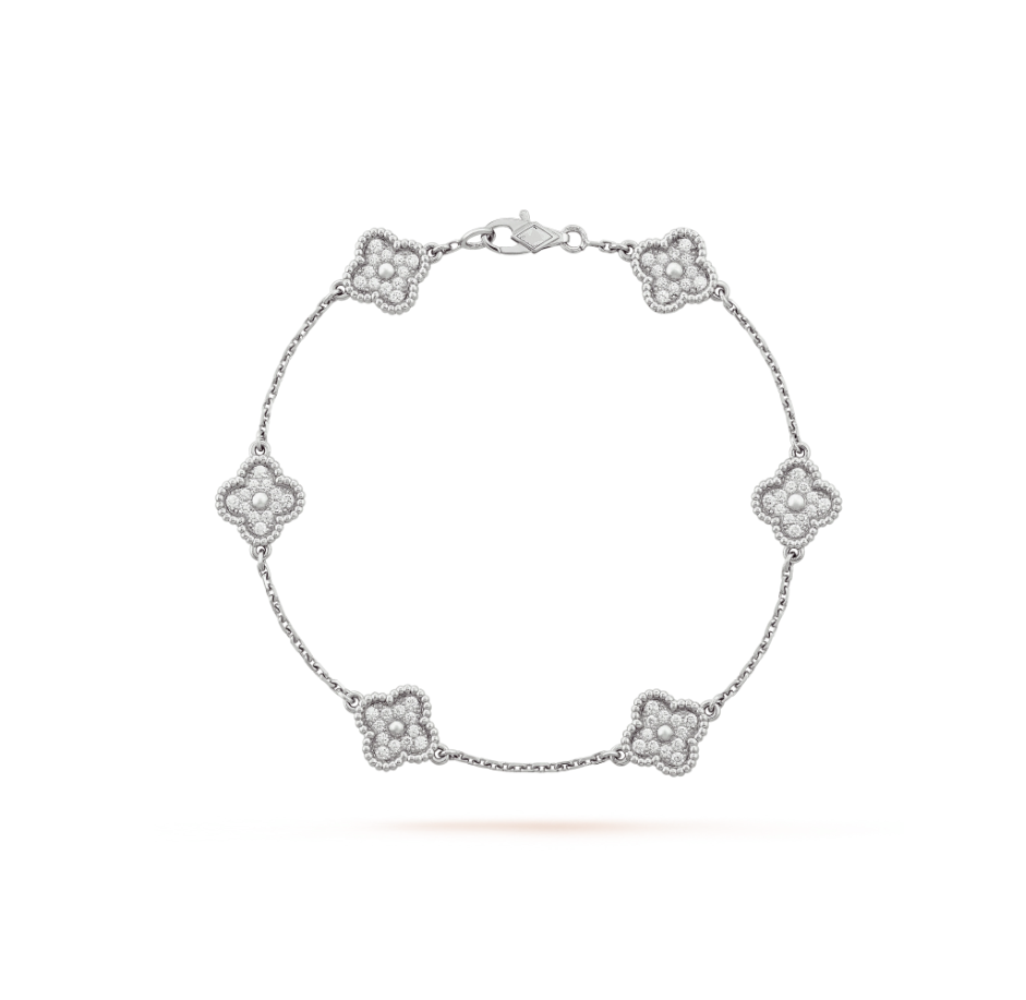 [Radiant Gem]¯CLOVER 6 MOTIF SILVER DIAMOND BRACELET