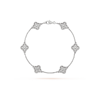 [Radiant Gem]¯CLOVER 6 MOTIF SILVER DIAMOND BRACELET