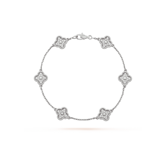 [Radiant Gem]¯CLOVER 6 MOTIF SILVER DIAMOND BRACELET