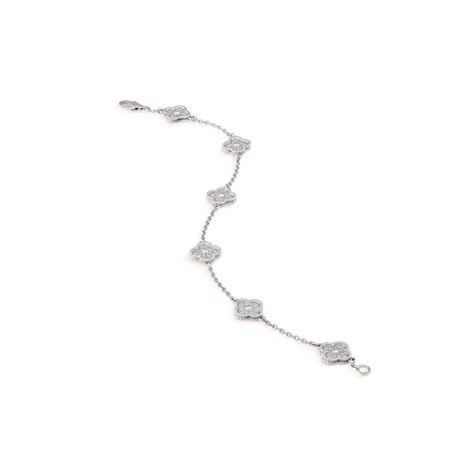 [Radiant Gem]¯CLOVER 6 MOTIF SILVER DIAMOND BRACELET