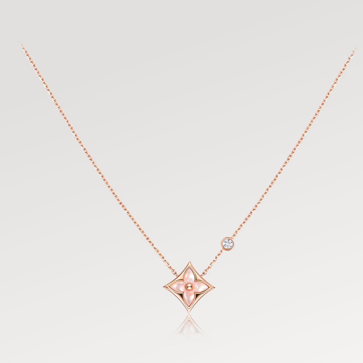 [Radiant Gem]¯STAR PINK MOP 1 DIAMOND PINK GOLD NECKLACE