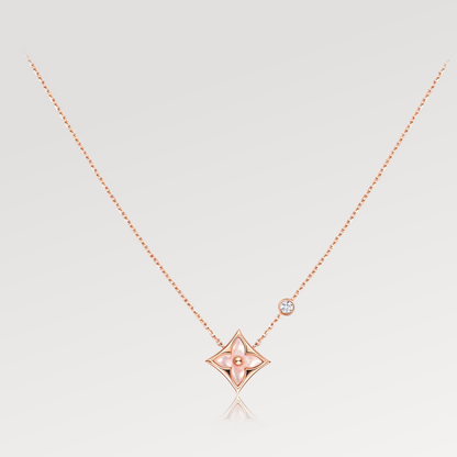 [Radiant Gem]¯STAR PINK MOP 1 DIAMOND PINK GOLD NECKLACE