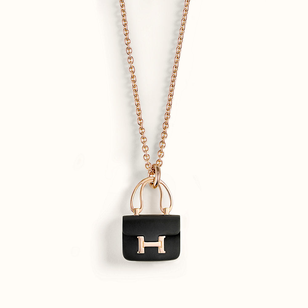 [Radiant Gem]¯CONSTANCE BLACK PEDANT PINK GOLD NECKLACE