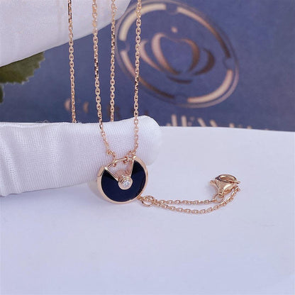 [Radiant Gem]¯AMULETTE ROSE GOLD ONYX NECKLACE