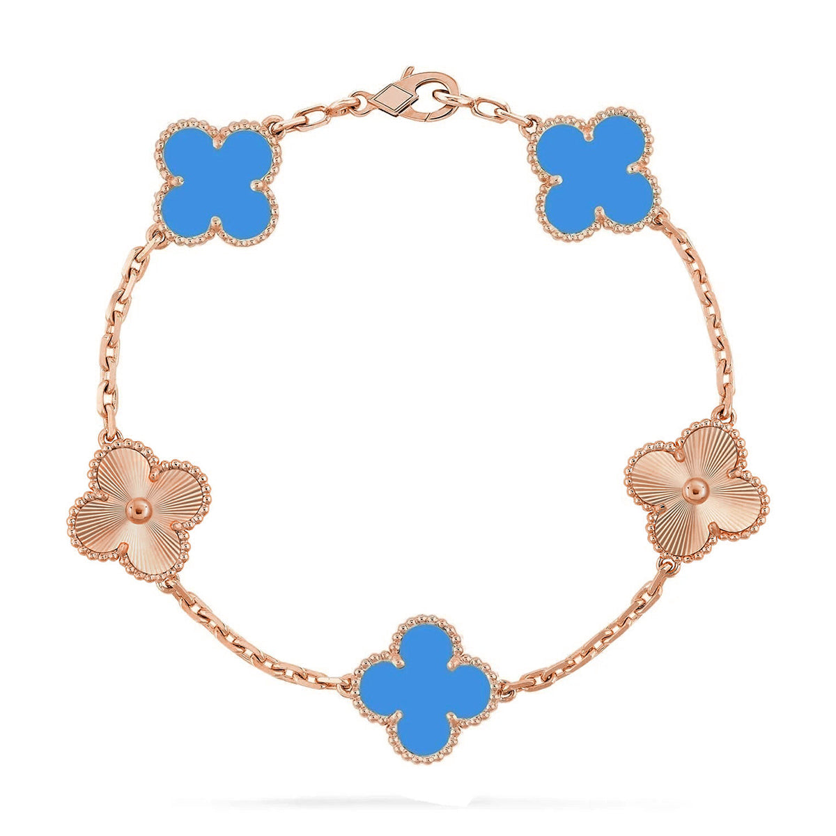 [Radiant Gem]New CLOVER 5 MOTIF BLUE AGATE BRACELET COLLECTION