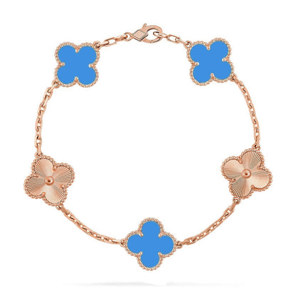[Radiant Gem]New CLOVER 5 MOTIF BLUE AGATE BRACELET COLLECTION
