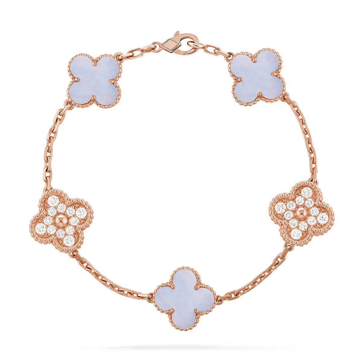 [Radiant Gem]New  CLOVER 5 MOTIF PURPLE CHALCEDONY BRACELET COLLECTION
