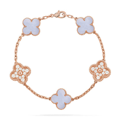 [Radiant Gem]New  CLOVER 5 MOTIF PURPLE CHALCEDONY BRACELET COLLECTION