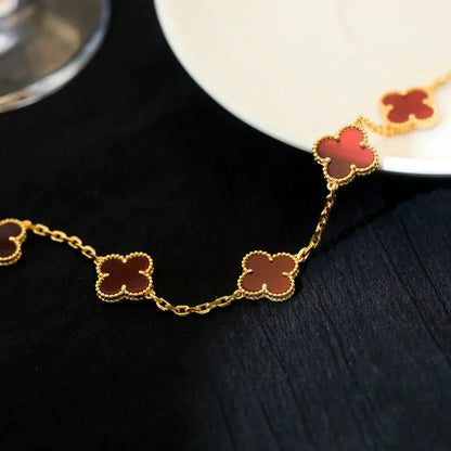 [Radiant Gem]New  CLOVER 5 MOTIF RED CORNELIAN BRACELET COLLECTION