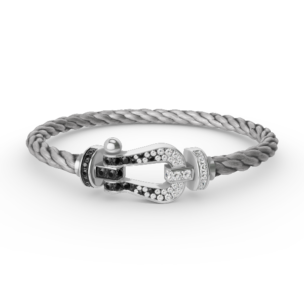 [Radiant Gem]¯FORCE LARGE HORSESHOE BLACK WHITE DIAMOND BRACELET SILVER