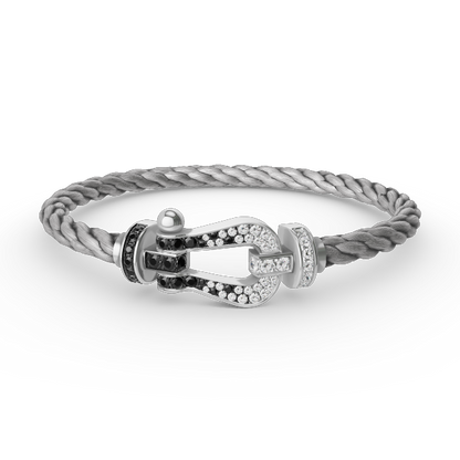 [Radiant Gem]¯FORCE LARGE HORSESHOE BLACK WHITE DIAMOND BRACELET SILVER
