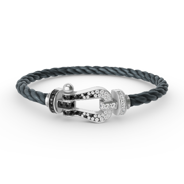 [Radiant Gem]¯FORCE LARGE HORSESHOE BLACK WHITE DIAMOND BRACELET SILVER