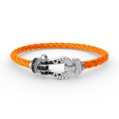 [Radiant Gem]¯FORCE LARGE HORSESHOE BLACK WHITE DIAMOND BRACELET SILVER